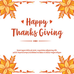 Text of thanksgiving, with style of autumn leaf flower frame. Vector