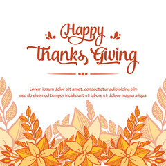 Obraz premium Text of thanksgiving, with style of autumn leaf flower frame. Vector