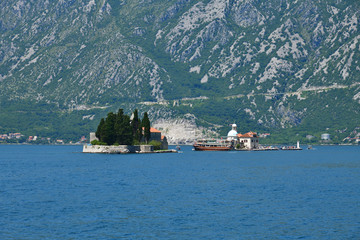 Natural islet with Saint George Benedictine monastery. Kotor Bay. Montenegro
