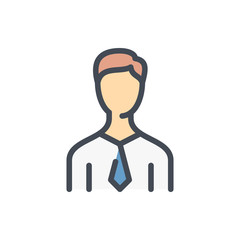 Male profile avatar color line icon. User account image vector outline colorful sign.
