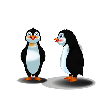 Penguins Front and Profile view - Cartoon Vector Image