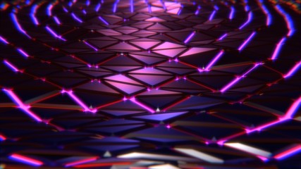 Abstract polygonal space low poly dark background with connecting dots and lines light. Connection structure. Science background. Futuristic polygonal background. Triangular background. 3d rendering