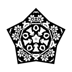 mandala five pointed star, christmas sign - floral ornate vector