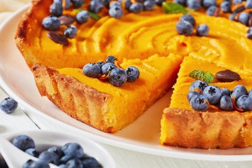 slice of pumpkin pie on a plate