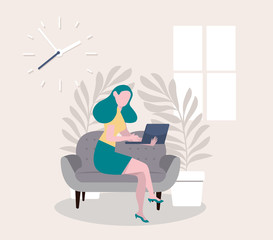 businesswoman working with laptop at office space concept