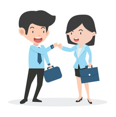 Businessman and businesswoman promise flat design vector