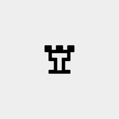 Letter T Castle Logo Design Vector Icon