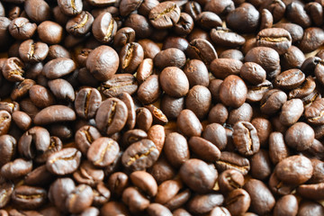 Closeup of roasted coffee beans