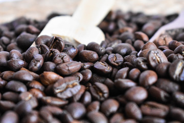 Closeup of roasted coffee beans