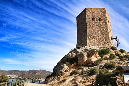 Santa Elena tower in La Azohia village