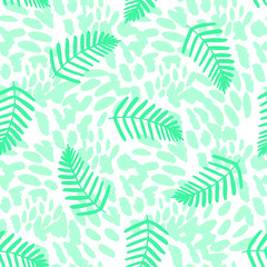 Exotic palm leaves with brush strokes textures