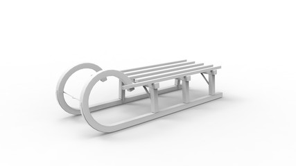 3d rendering of a sled isolated in white background