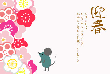 	2020　年賀状　よこ　梅の花