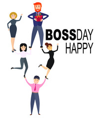 Happy boss day, celebrating card, vector illustration