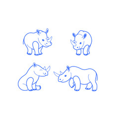 Cartoon rhino sketch line icon. Kawaii animals icons set. Childish print for nursery, kids apparel, poster, postcard, pattern.