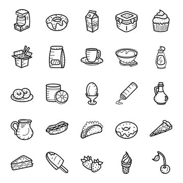 Fast Food and Drinks Hand Drawn Vectors Pack 