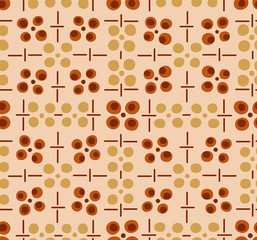 Japanese Brown Flower Seamless Pattern