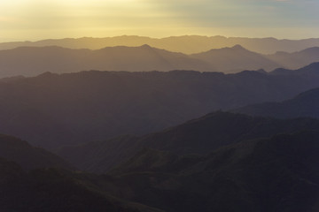 Sunlight hits the hills of Mizoram in the village of Hmuifang.