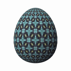 Happy Easter - Frohe Ostern, Artfully designed and colorful easter egg, 3D illustration on white background 