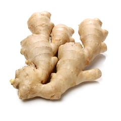 fresh ginger on white background 