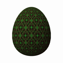 Happy Easter - Frohe Ostern, Artfully designed and colorful easter egg, 3D illustration on white background 