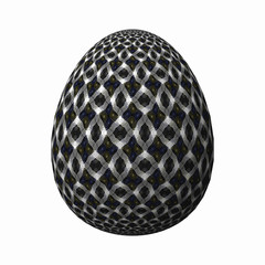 Happy Easter - Frohe Ostern, Artfully designed and colorful easter egg, 3D illustration on white background 