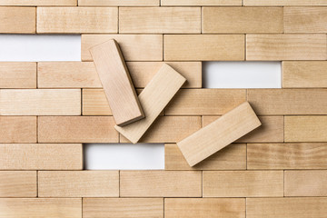 Wooden brick wall texture background