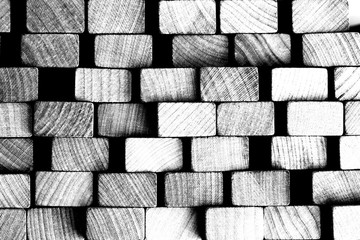 Black and white wooden block stack texture background