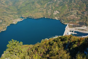 Hydroelectric power plant Perucac on Drina river.