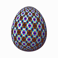 Happy Easter - Frohe Ostern, Artfully designed and colorful easter egg, 3D illustration on white background 