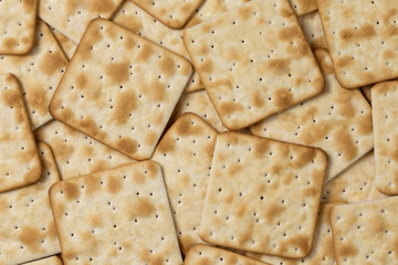 Salty cracker background. Top view. Flat lay