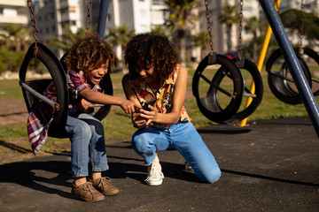 Young mother and son enjoying a day out together