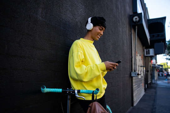 Young transgender adult in the street