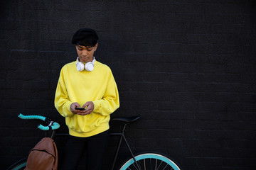 Young transgender adult in the street