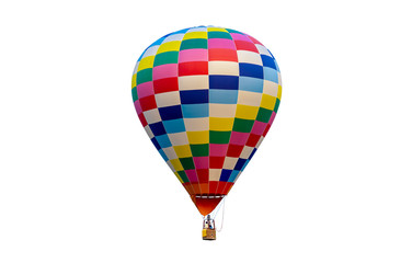 Colorful hot air balloon isolated on white background.