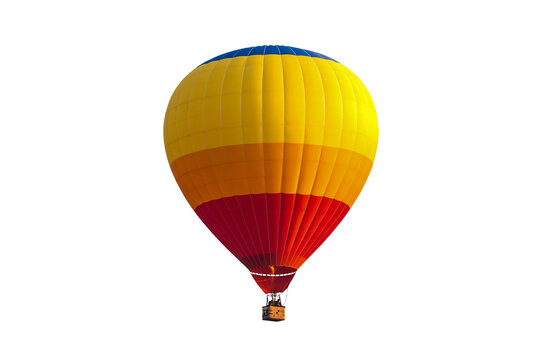 Colorful hot air balloon isolated on white background, with Clipping Path