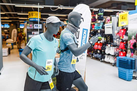 17 MAY 2018, BERLIN, GERMANY: Mannequins in sport shop DECATHLON