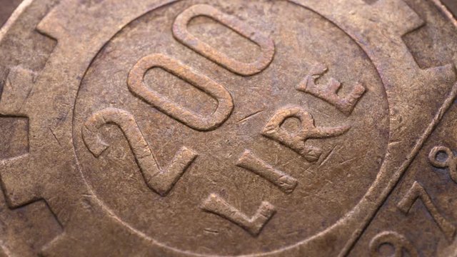 Close up of a detailed old coinso;iu