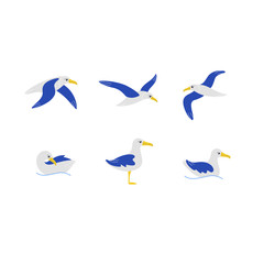 Naklejka premium Cartoon albatross sketch line icon. Good animals icons set. Childish vector print for nursery, kids apparel, poster, postcard, pattern.