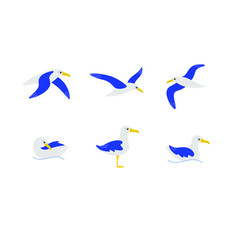 Cartoon albatross sketch line icon. Cute animals icons set. Childish vector print for nursery, kids apparel, poster, postcard, pattern.