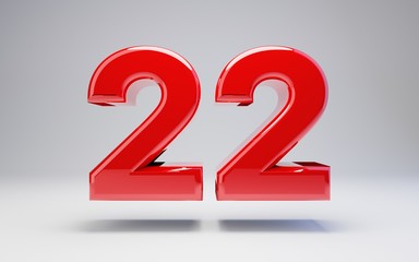 Number 22 isolated on white background