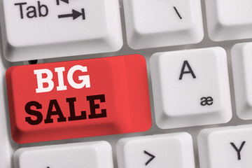 Handwriting text Big Sale. Conceptual photo putting products on high discount Great price Black...