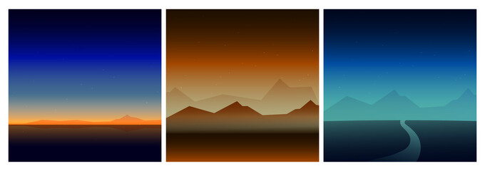 Nature landscape background set in three color option.