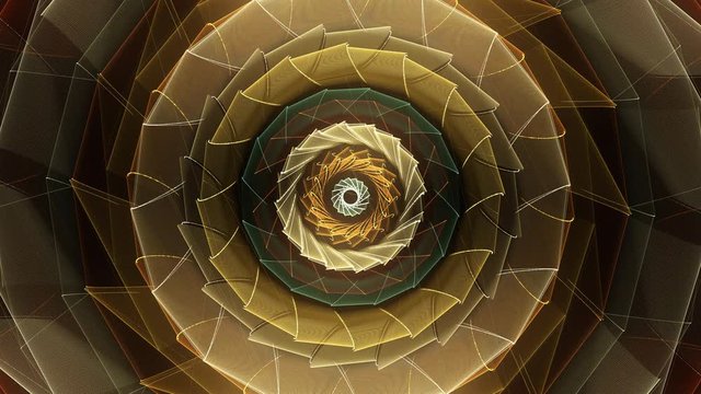 Evolving abstract spiral rotates and fades to black