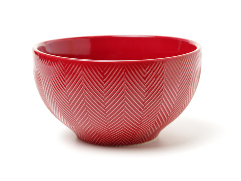 Red empty bowl isolated on white background