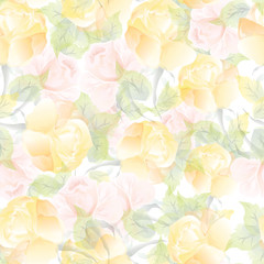 Seamless floral pattern background with watercolor effect.