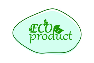 eco banner with leaf, green frame with green text, vector illustration