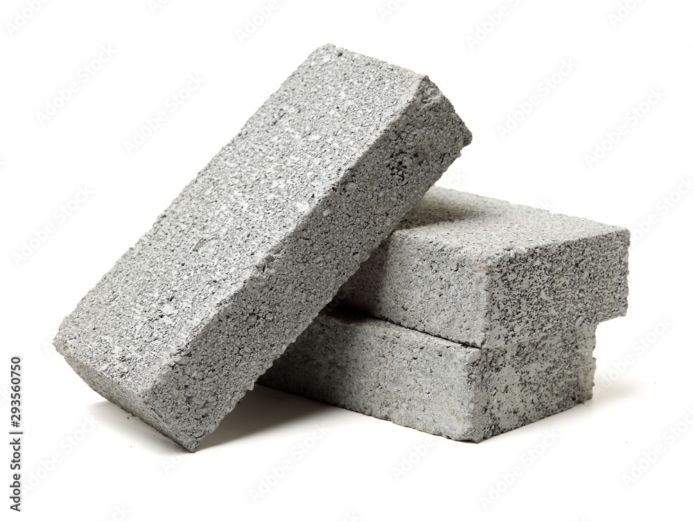 Canvas Prints gray cement solid brick isolated on a white background