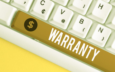 Handwriting text writing Warranty. Conceptual photo Free service of repair and maintenance of the...