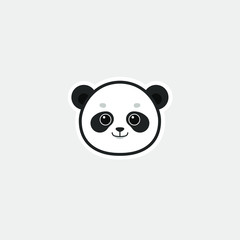 Panda logo, cute kind character. Vector illustration in cartoon style.